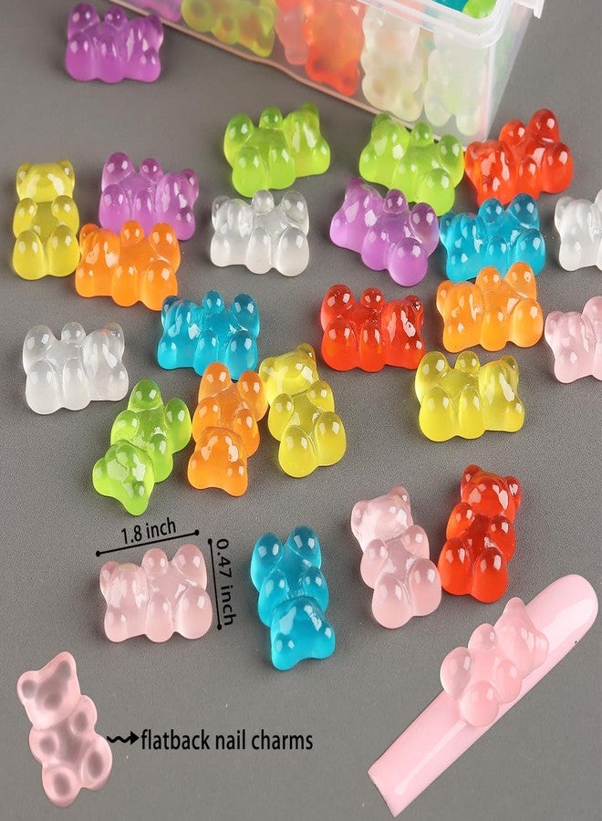 Fcozpjk Gummy Bear Nail Charms, 64PCS Flatback Resin Bear Charms, Glowing in The Dark Nail Decorations, Neon Fake Candy, Kawaii Nails Charms, Ornaments for Slime DIY Craft - Image 4